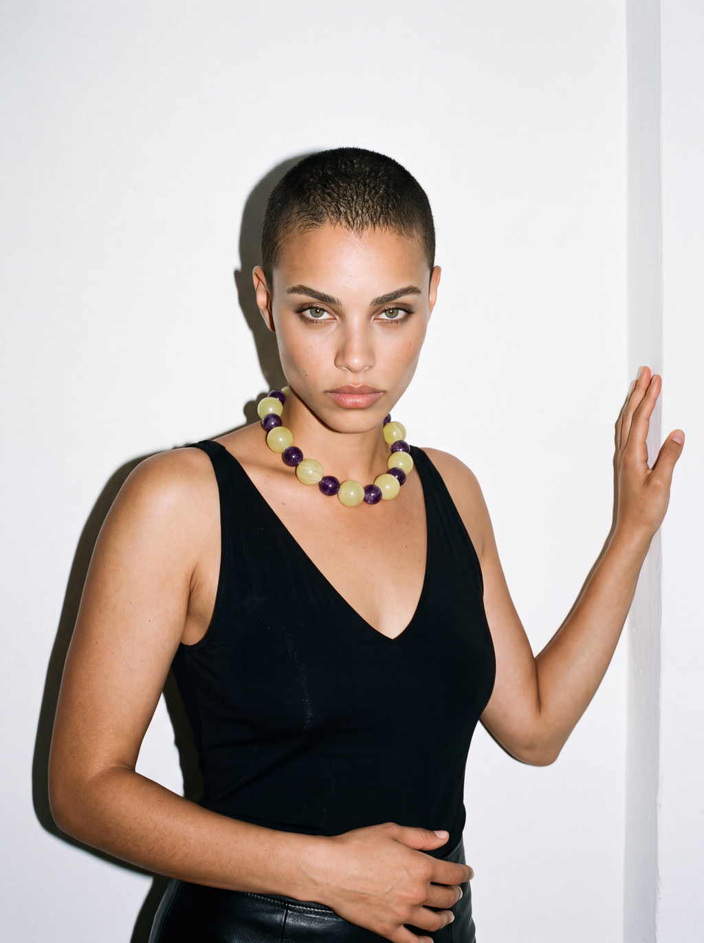 Kinga Necklace: lemon calcite, Amethyst