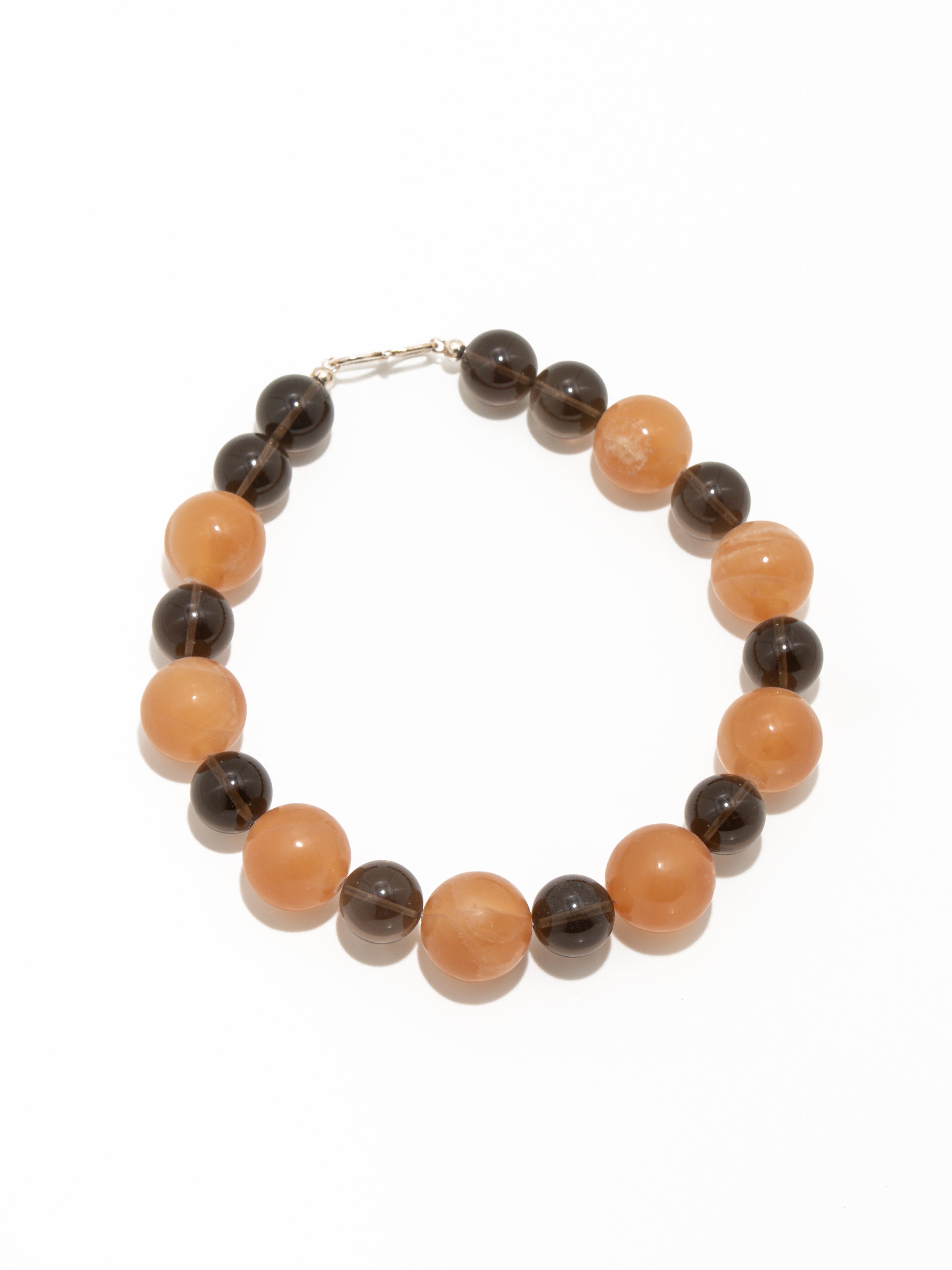 Raha Necklace: Orange Calcite, Smoky Quartz
