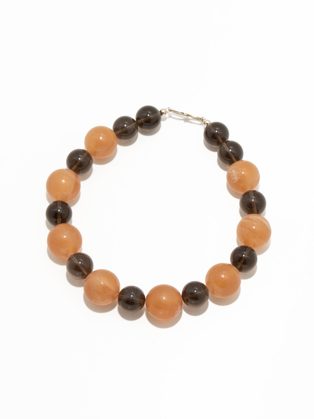 Raha Necklace: Orange Calcite, Smoky Quartz