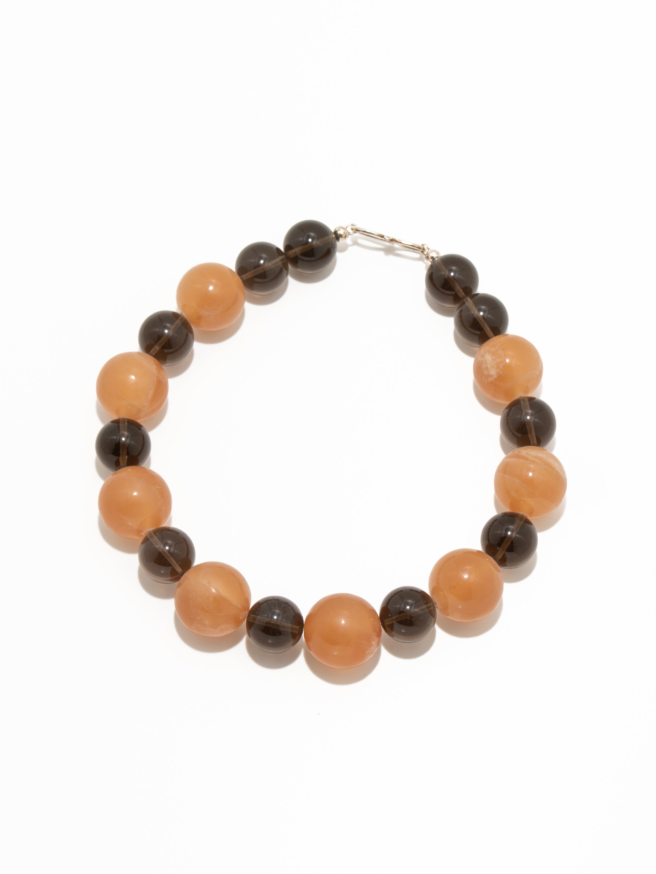 Raha Necklace: Orange Calcite, Smoky Quartz