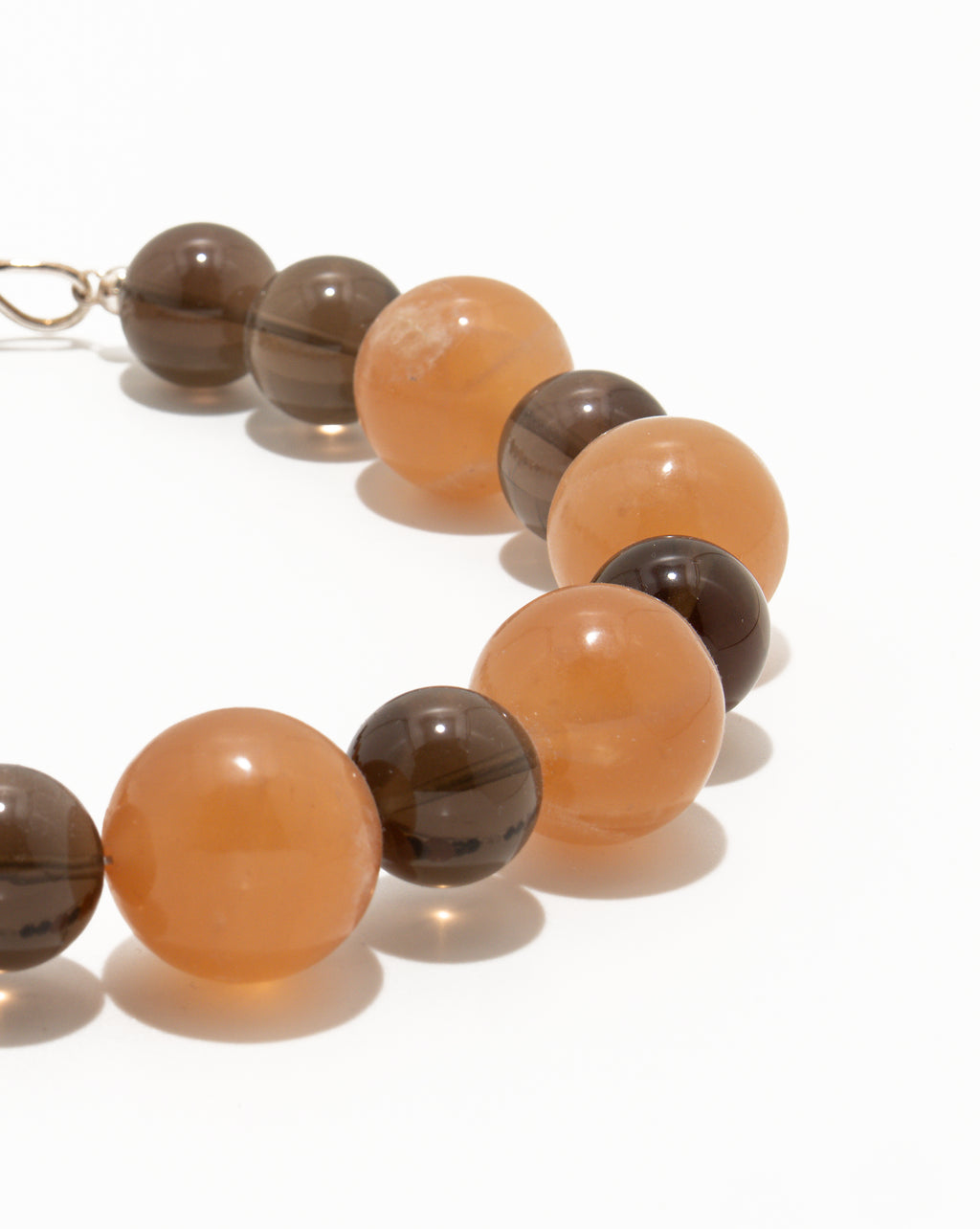Raha Necklace: Orange Calcite, Smoky Quartz