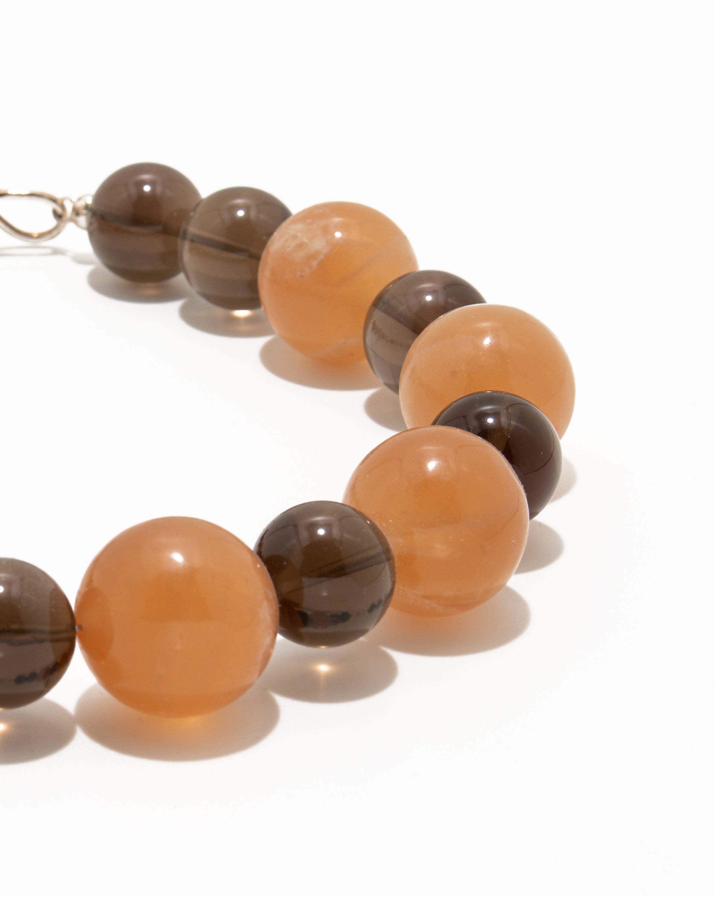 Raha Necklace: Orange Calcite, Smoky Quartz
