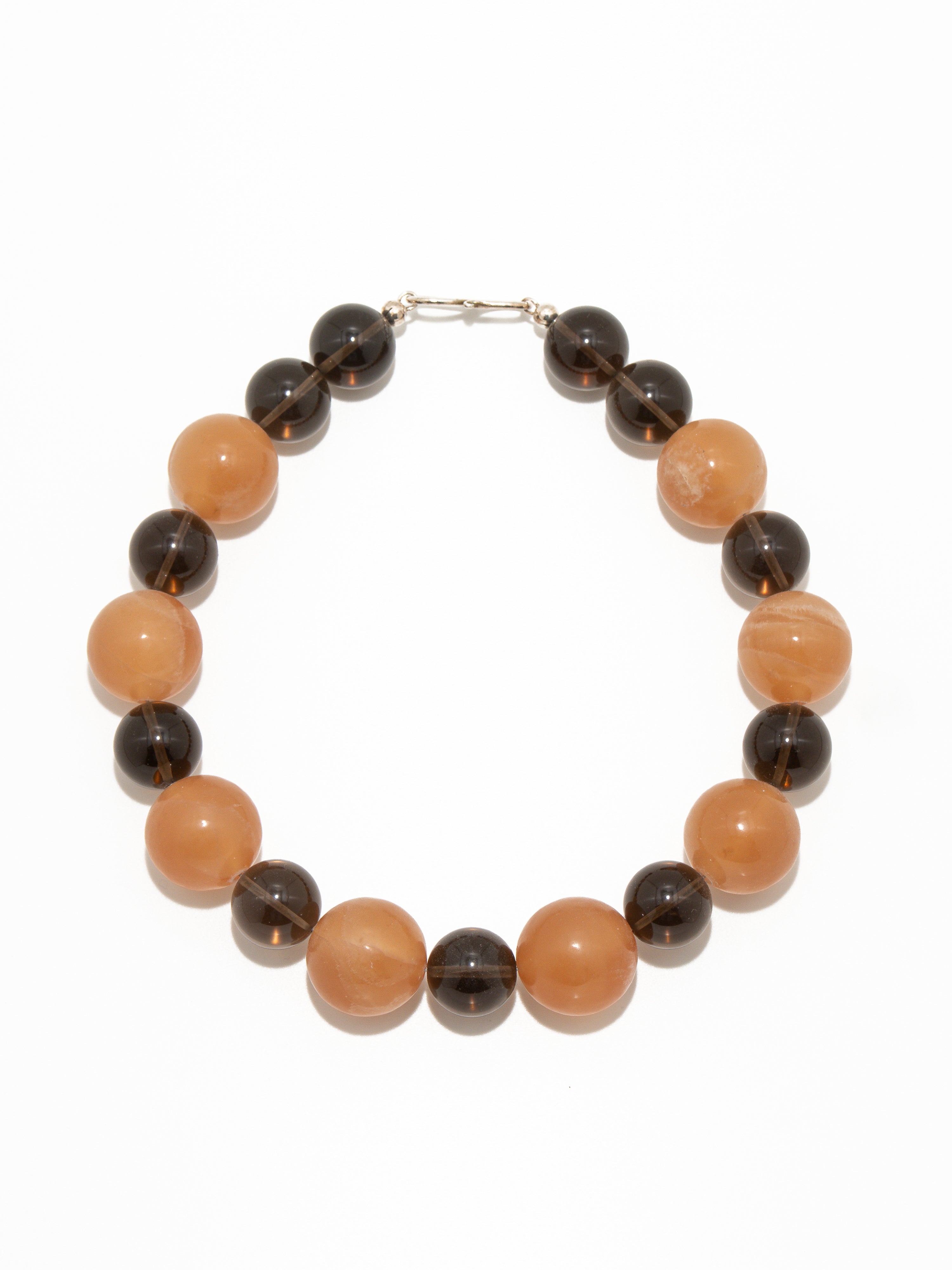 Raha Necklace: Orange Calcite, Smoky Quartz