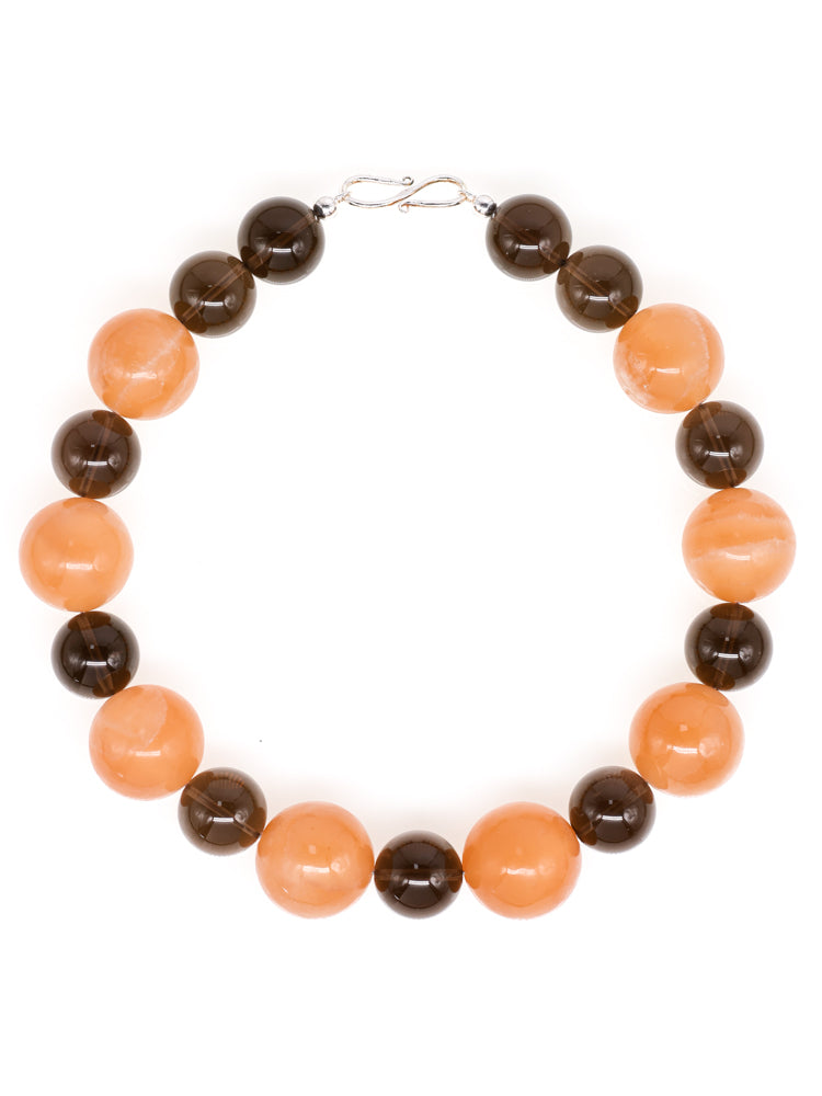 Raha: Orange Calcite, Smoky Quartz