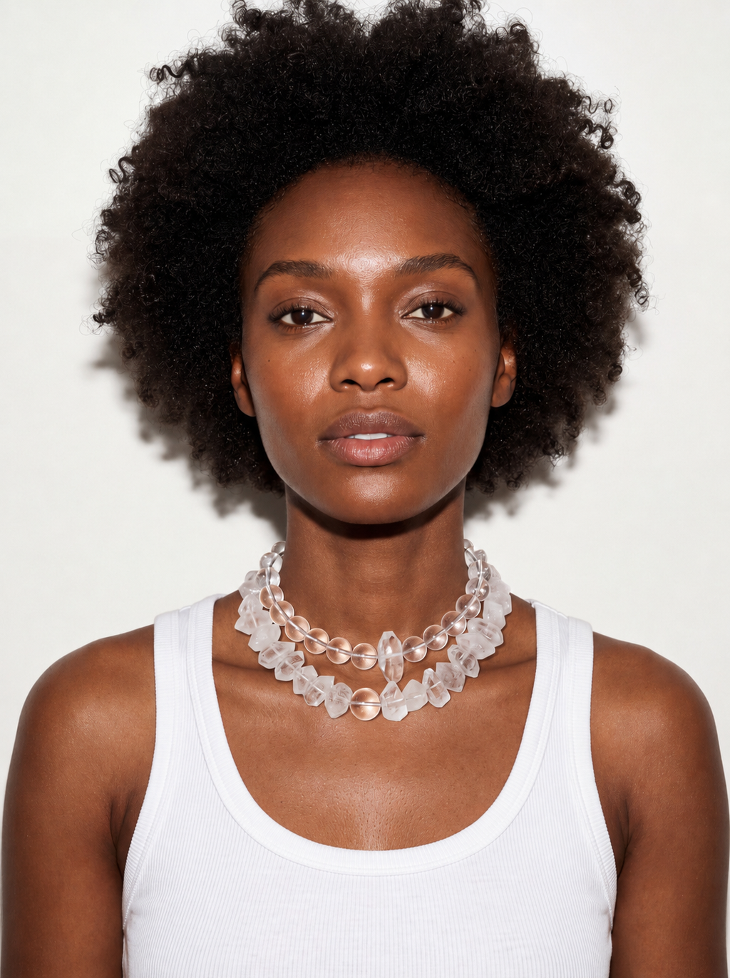 Uwazi Necklace: Raw & Pearl Crystal Quartz