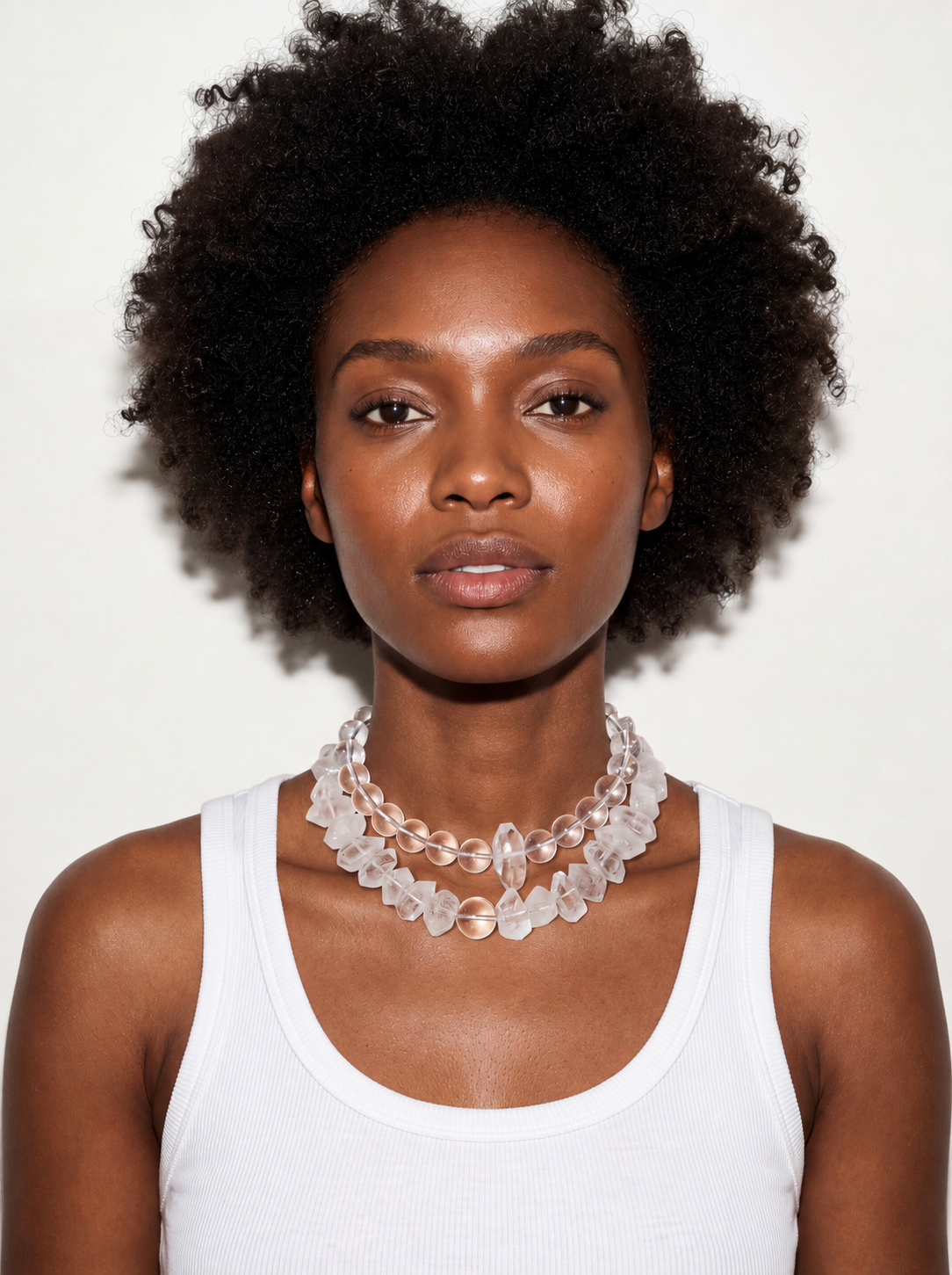 Uwazi Necklace: Raw & Pearl Crystal Quartz